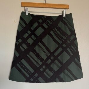 Nanette Lepore Green and Black A-Line Skirt